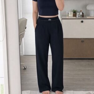 ALO Yoga Navy Wide-Leg Flow Pants